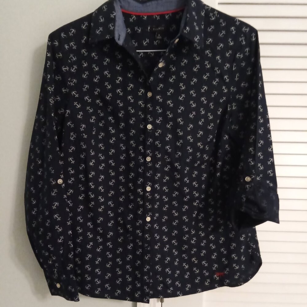 Talbots Navy Nautical Blouse